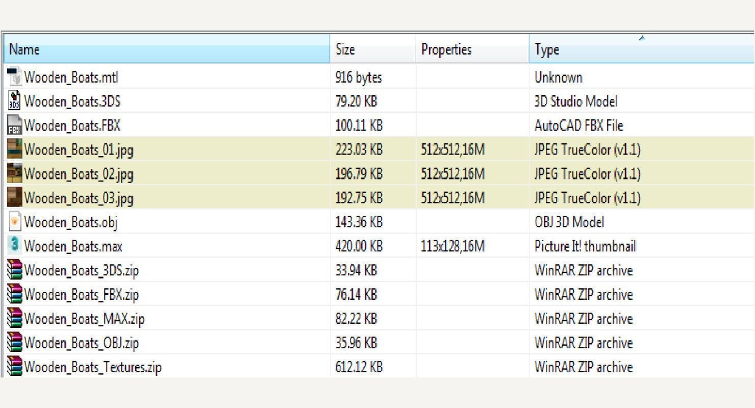 Low-Poly Wooden Boats Low-poly 3D model_22