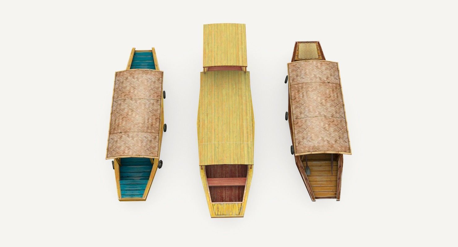 Low-Poly Wooden Boats Low-poly 3D model_3