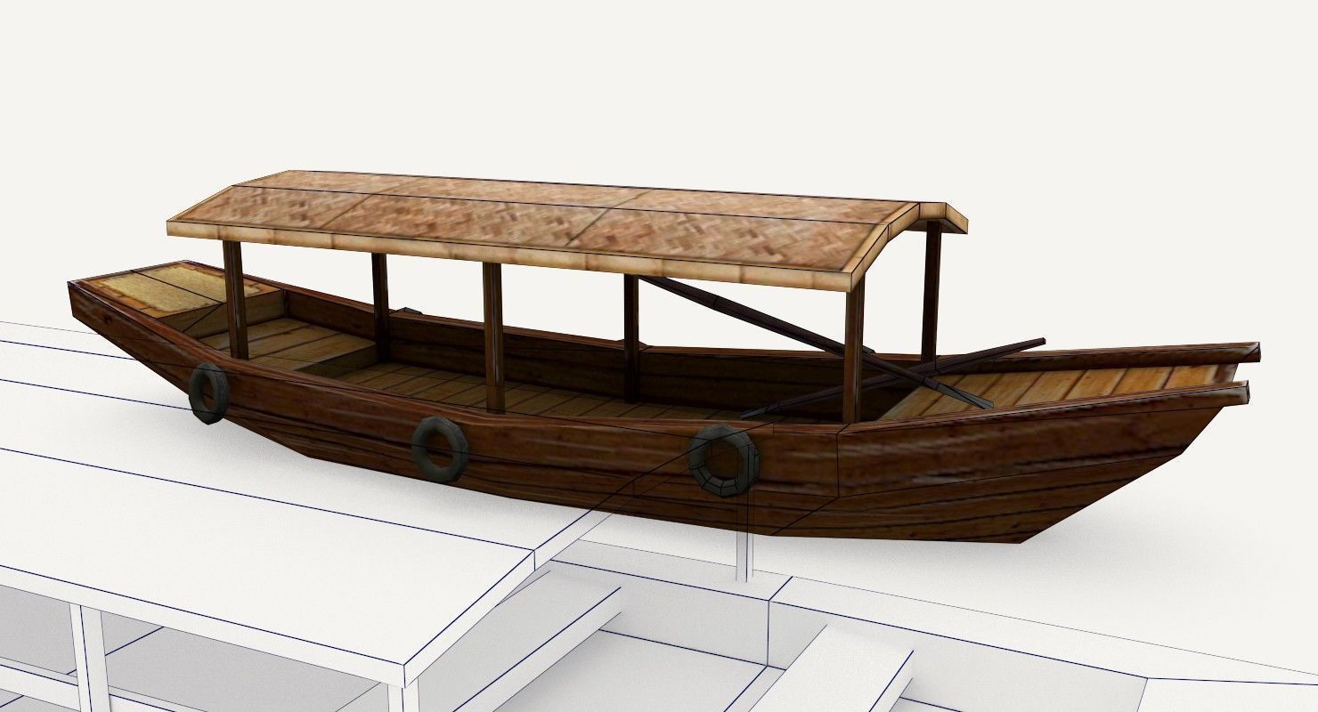 Low-Poly Wooden Boats Low-poly 3D model_10