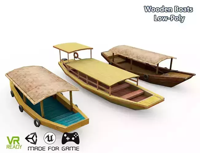 Low-Poly Wooden Boats Low-poly 3D model