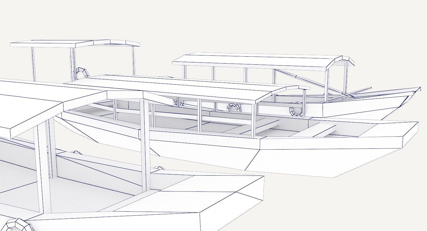 Low-Poly Wooden Boats Low-poly 3D model_17