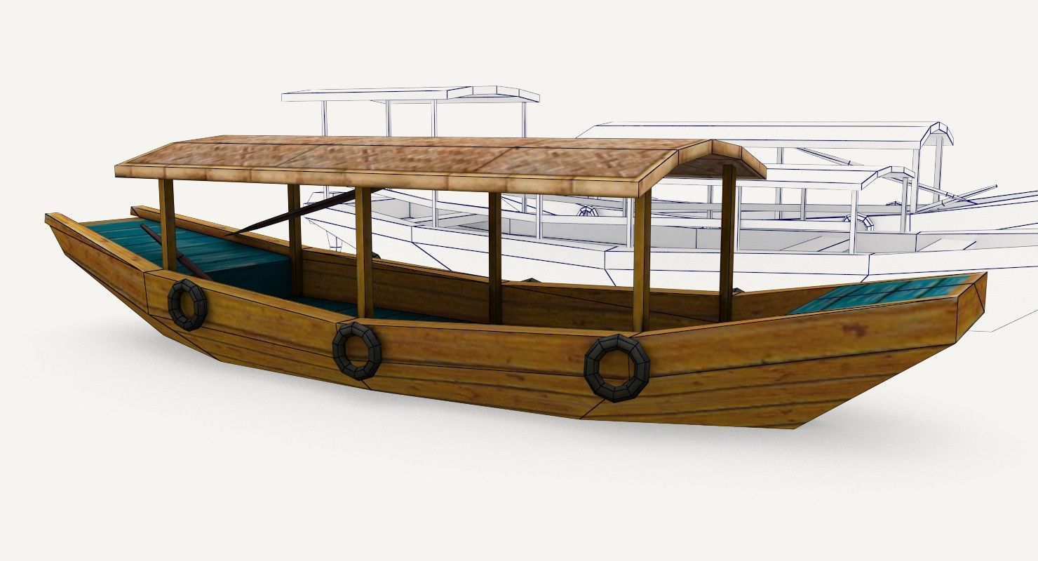 Low-Poly Wooden Boats Low-poly 3D model_12