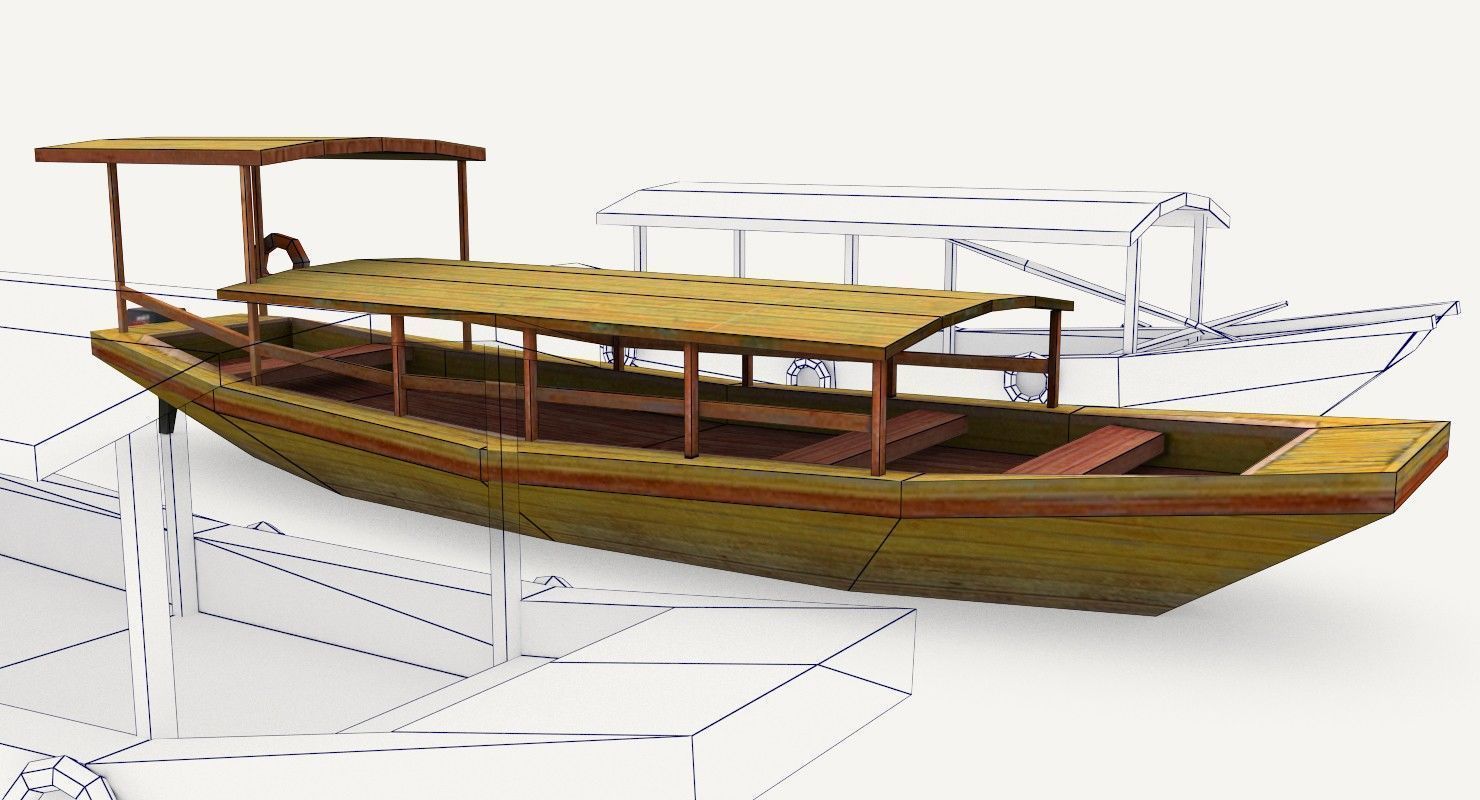 Low-Poly Wooden Boats Low-poly 3D model_11
