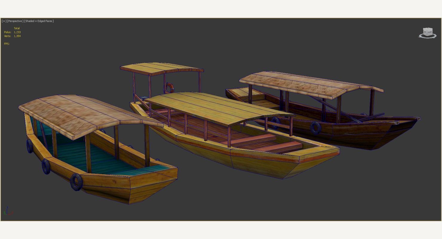 Low-Poly Wooden Boats Low-poly 3D model_20