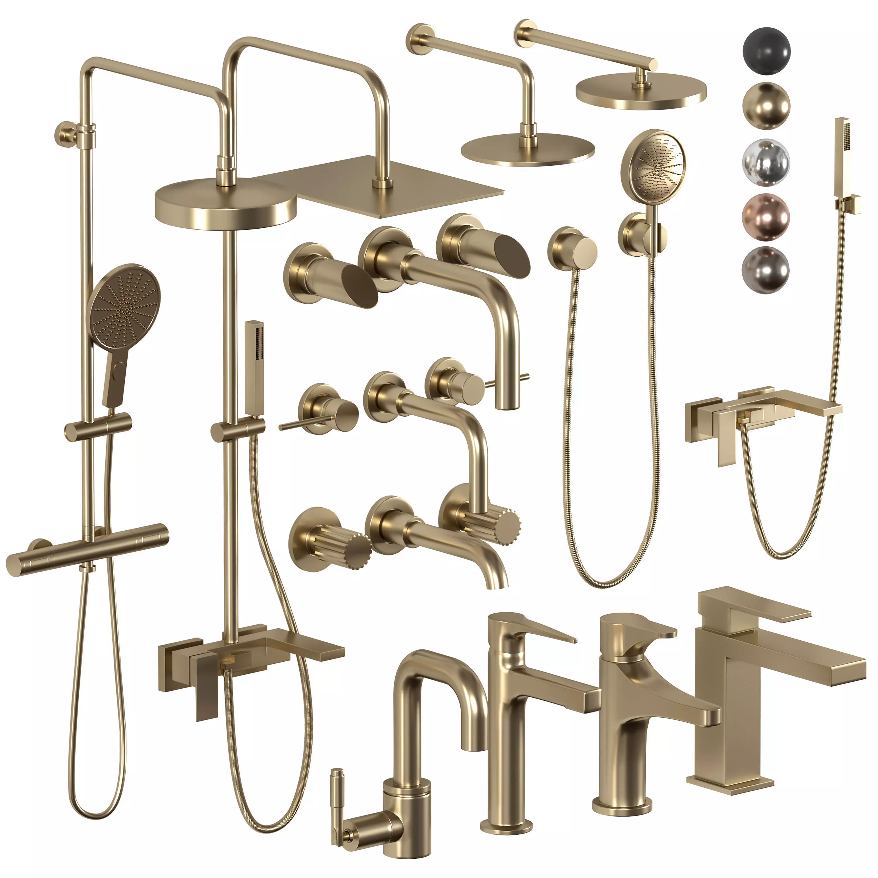 faucet and shower set 06 Low-poly 3D model