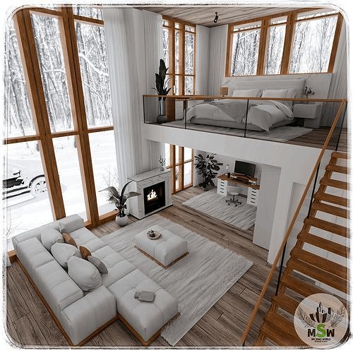 Winter House Blender Scene - DAY