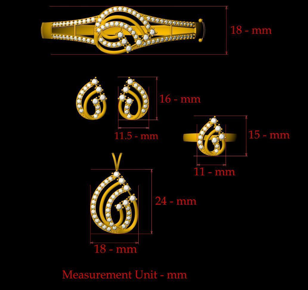 Dimond Pendant Set - 0061 3D print model_1