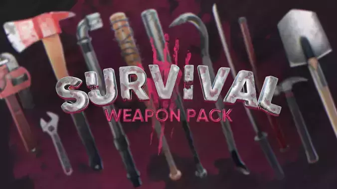 Stilized Survival Weapon Pack Low-poly 3D model 3D Model Collection