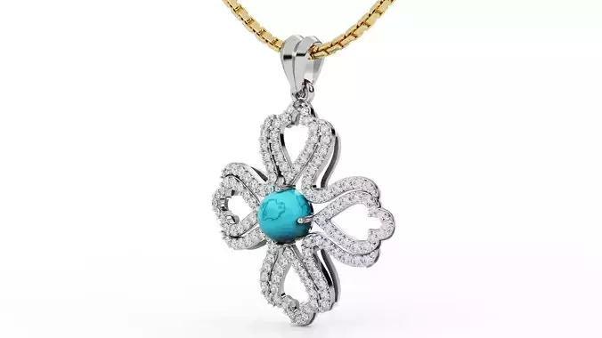 Flower Diamond Cross Pendant
