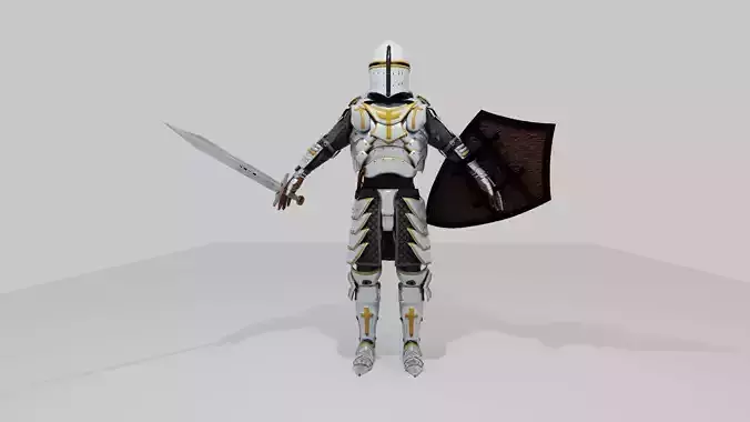 Armor with sword and shield rigged in Blender