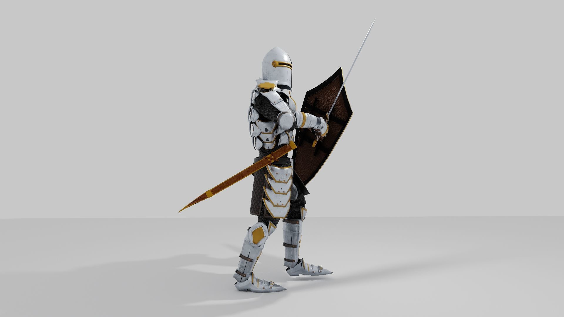 Armor with sword and shield rigged in Blender 3D model_5