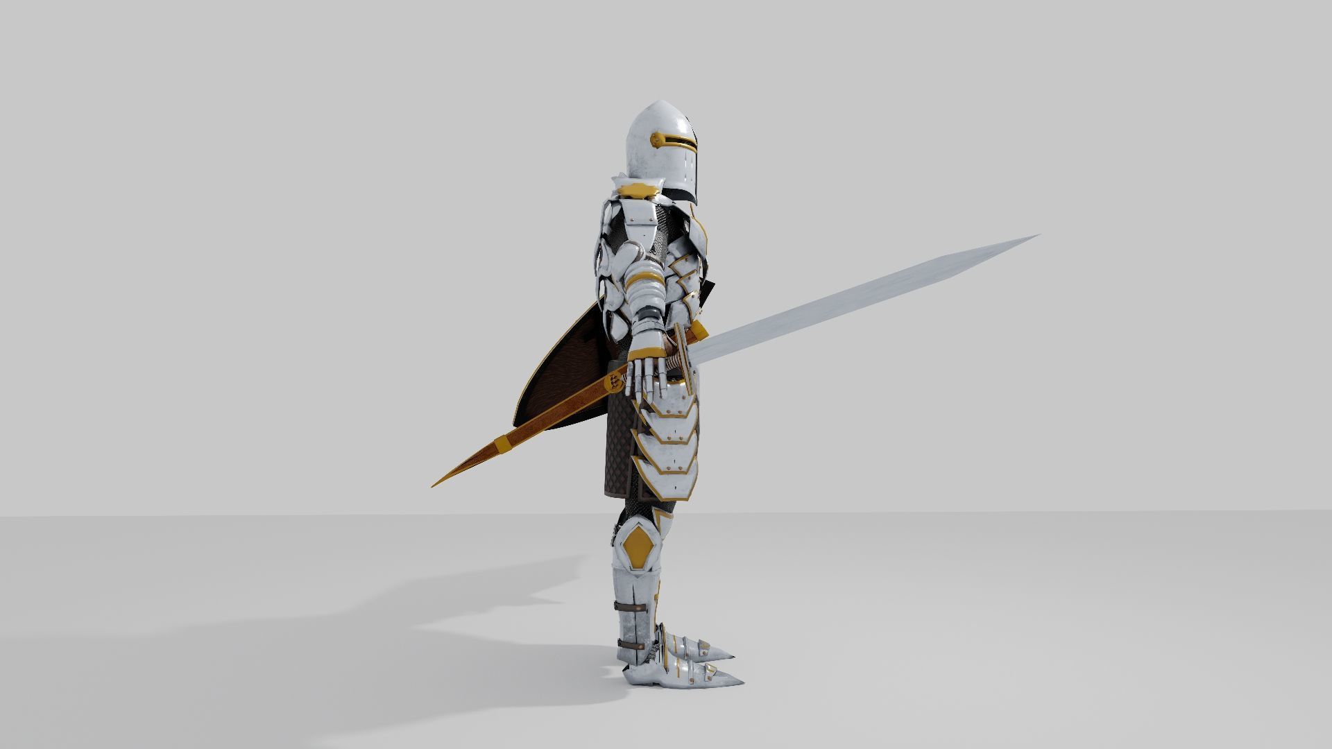 Armor with sword and shield rigged in Blender 3D model_4