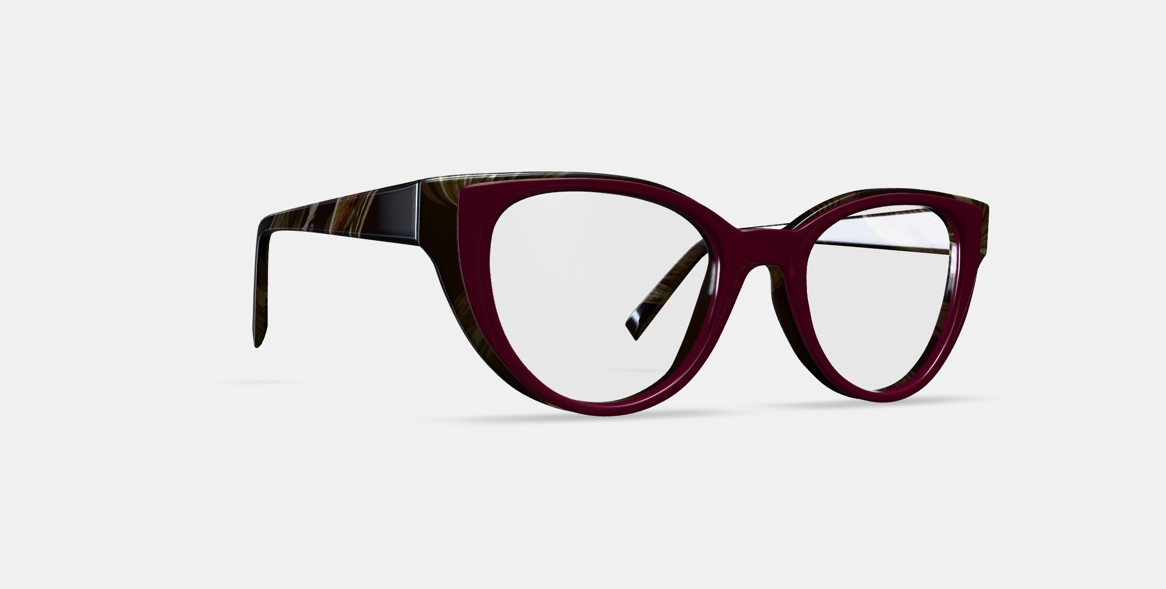 Camila Eyeglasses in Oxblood with Striped Elm 3D model_9