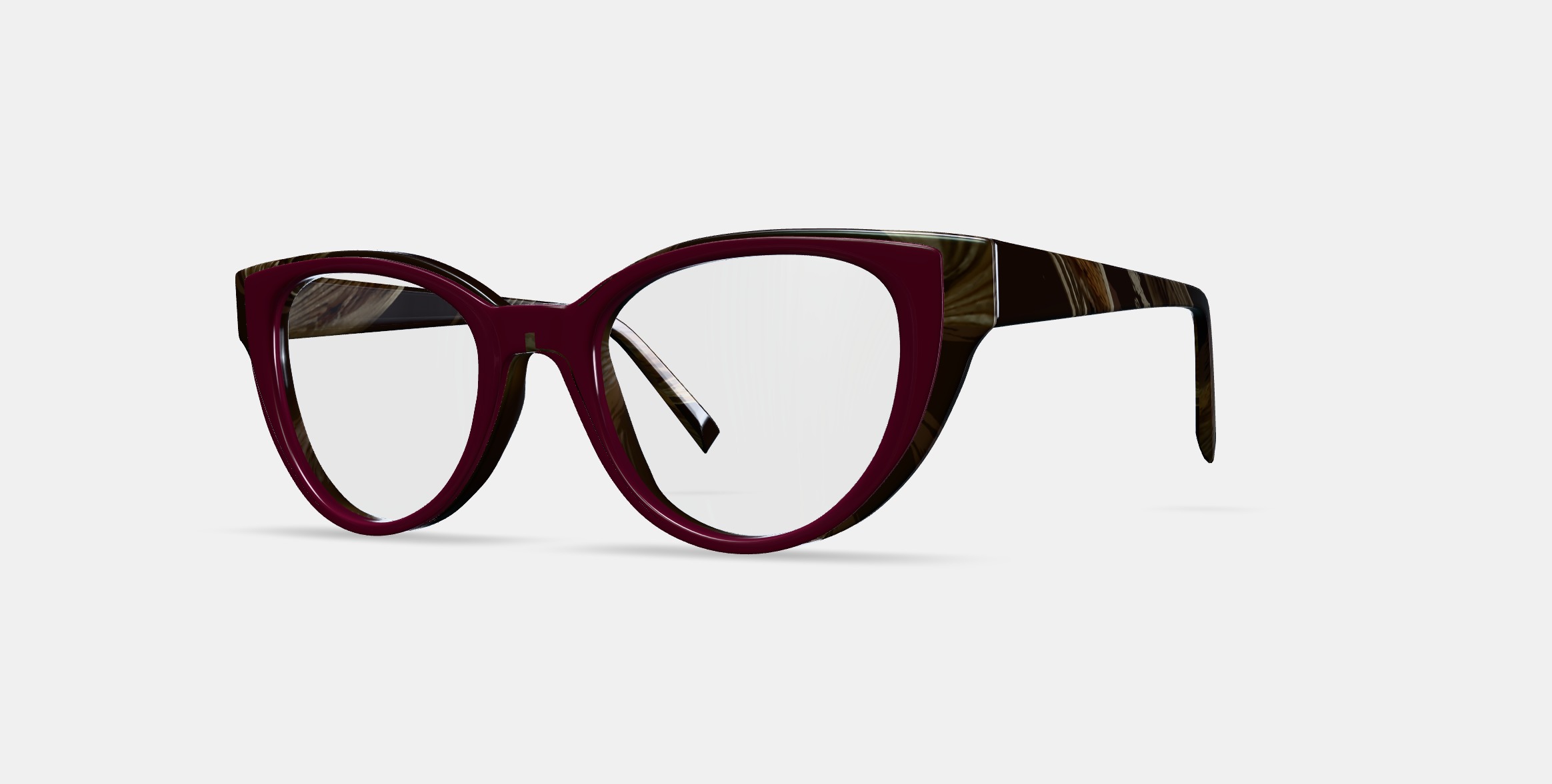 Camila Eyeglasses in Oxblood with Striped Elm 3D model_13