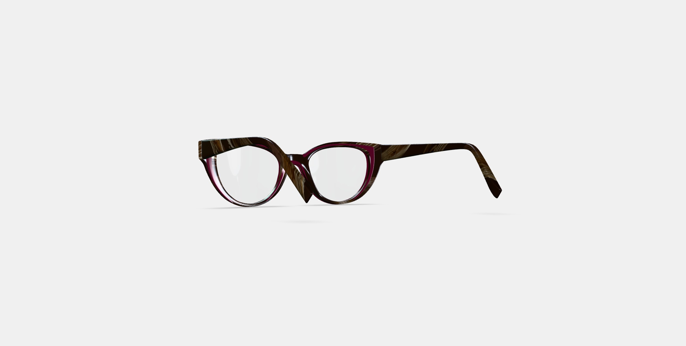 Camila Eyeglasses in Oxblood with Striped Elm 3D model_16