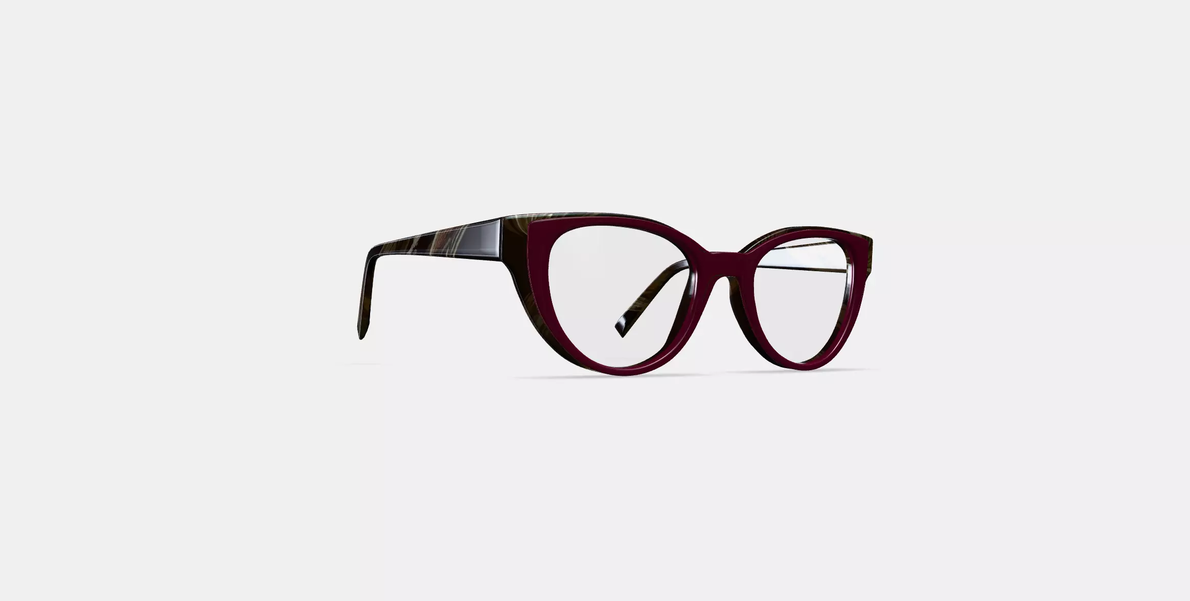 Camila Eyeglasses in Oxblood with Striped Elm 3D model_0