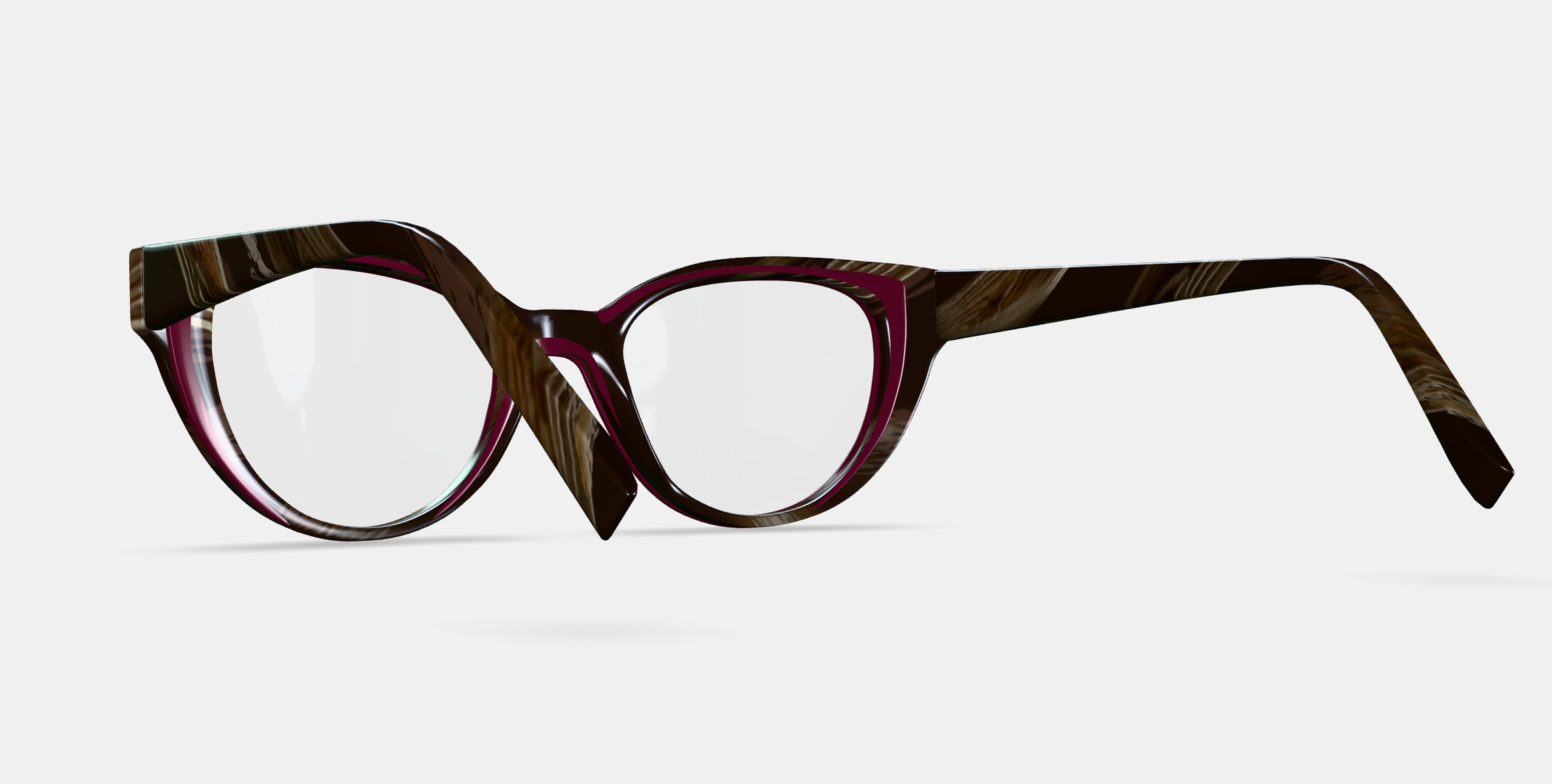 Camila Eyeglasses in Oxblood with Striped Elm 3D model_3
