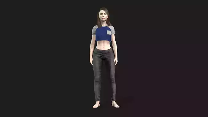 Game Ready Woman 3D Model Rigged and Textured 3D model