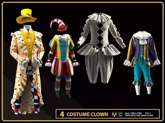 4 COSTUME CLOWN