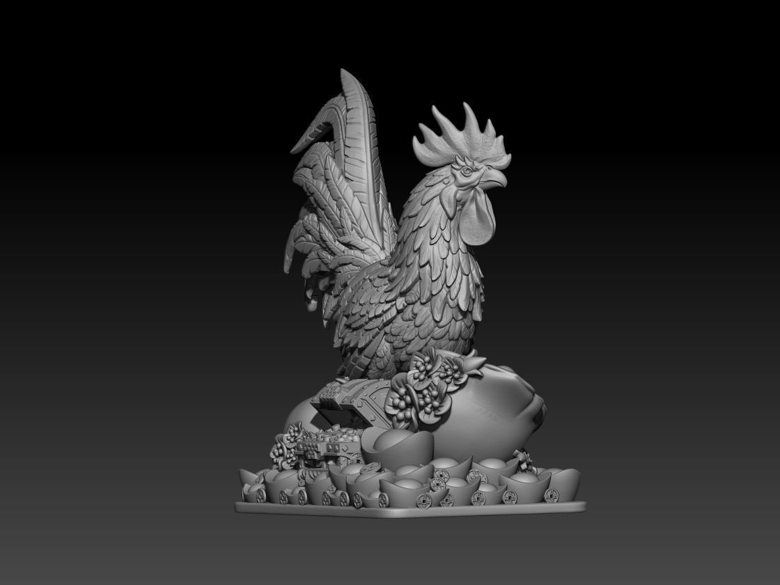 Zodiac Rooster  3D print model_3