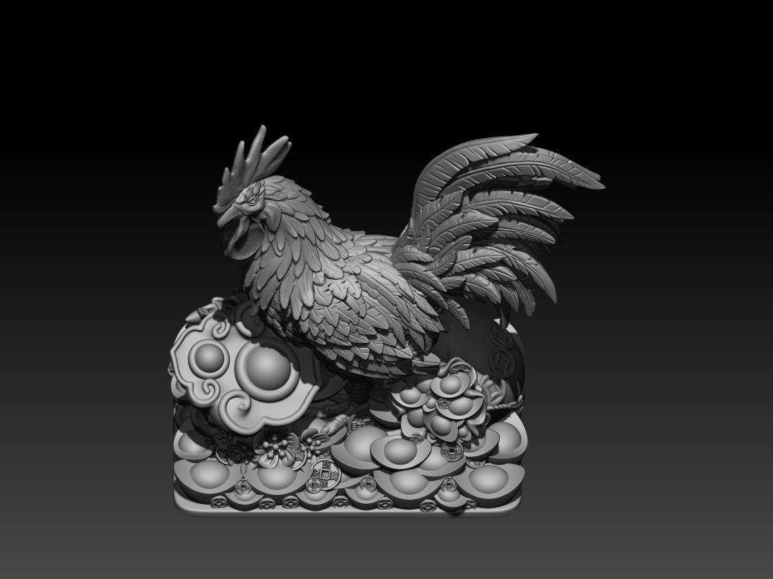 Zodiac Rooster  3D print model_1