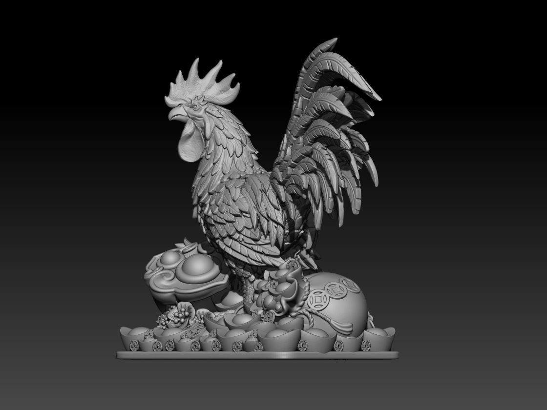Zodiac Rooster  3D print model_2