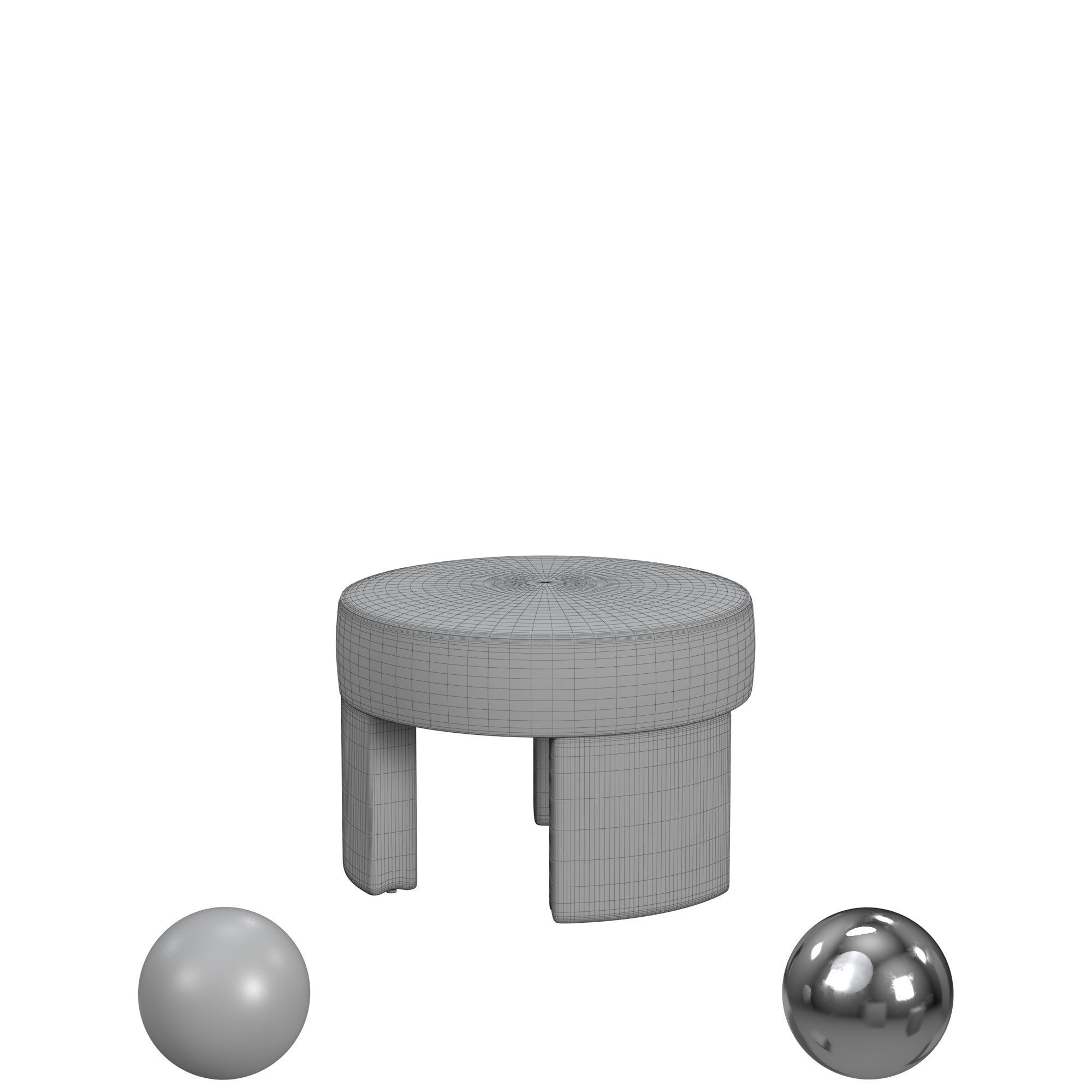 HomePop Sophia Ottoman- Cream Boucle 3D model_3