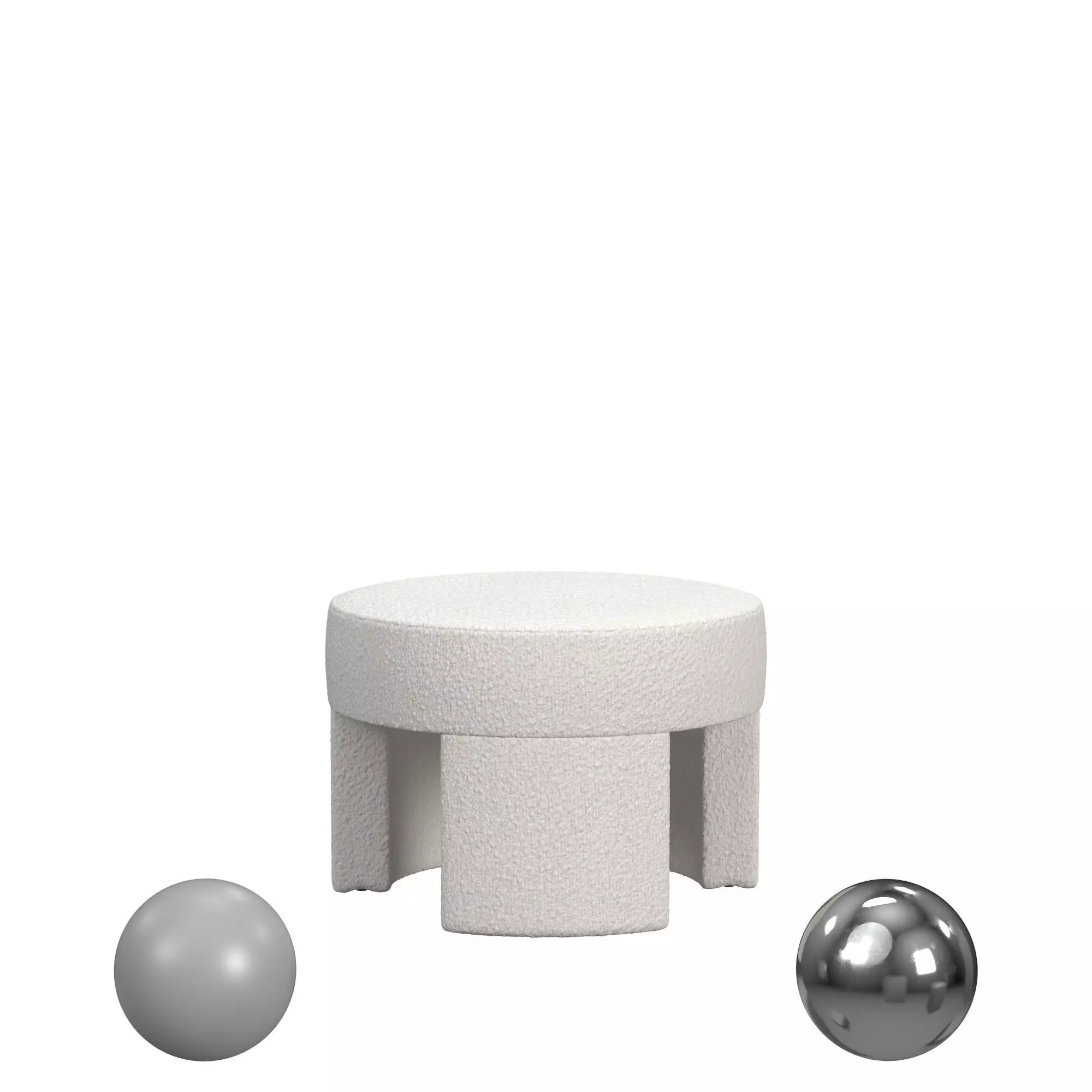 HomePop Sophia Ottoman- Cream Boucle 3D model_0