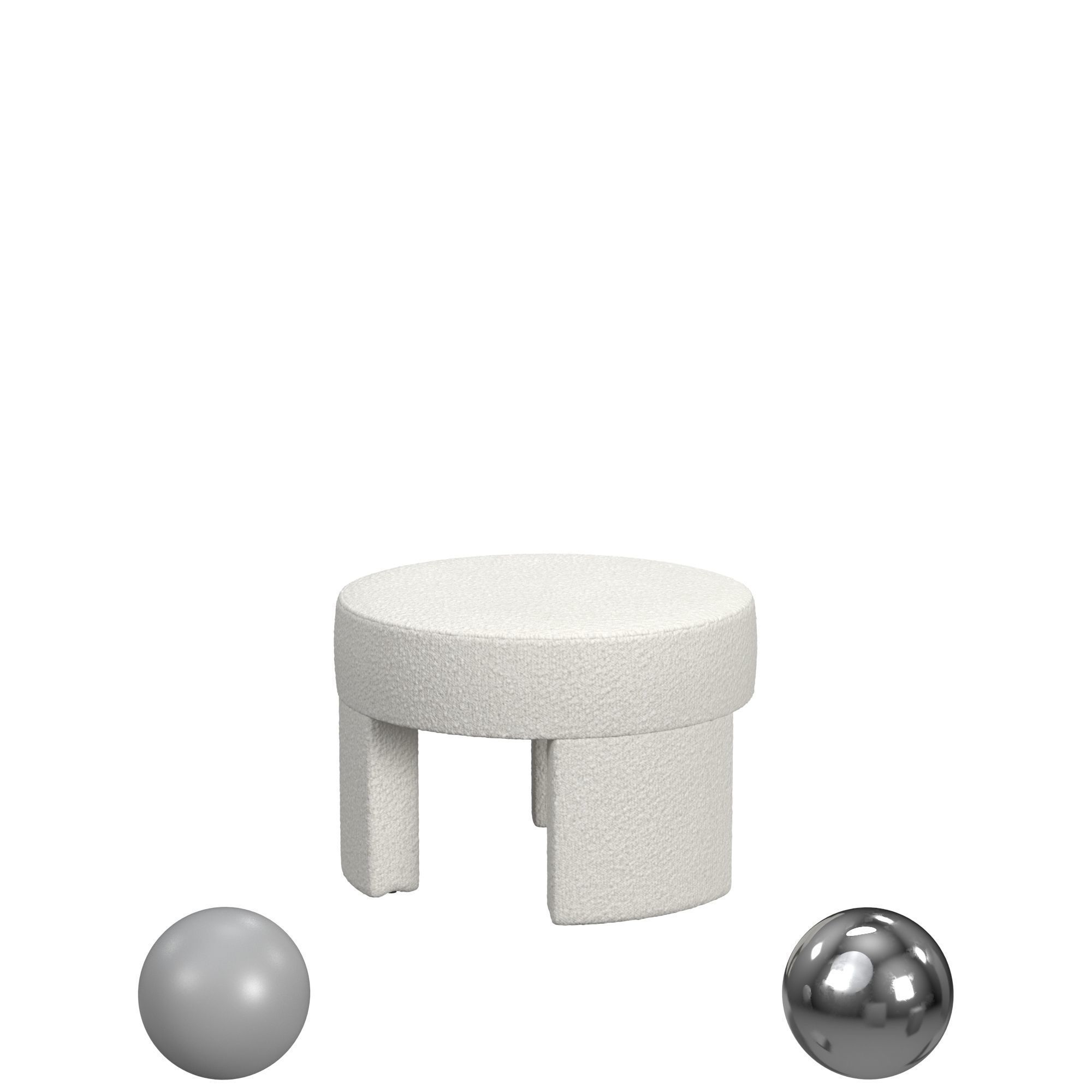 HomePop Sophia Ottoman- Cream Boucle 3D model_1