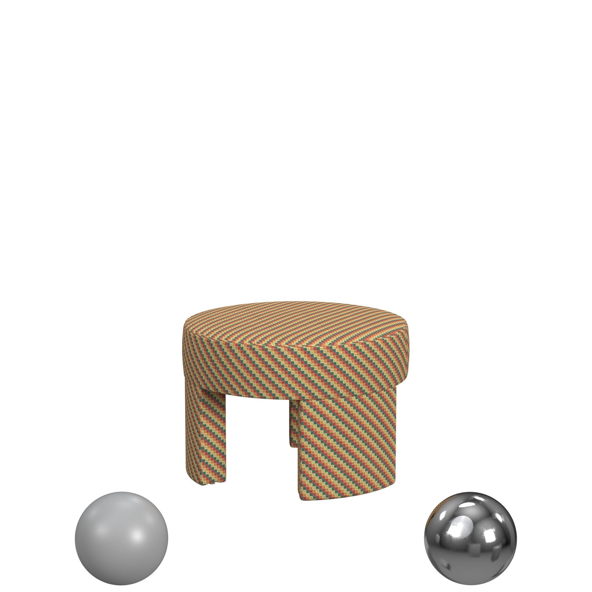 HomePop Sophia Ottoman- Cream Boucle 3D model_2