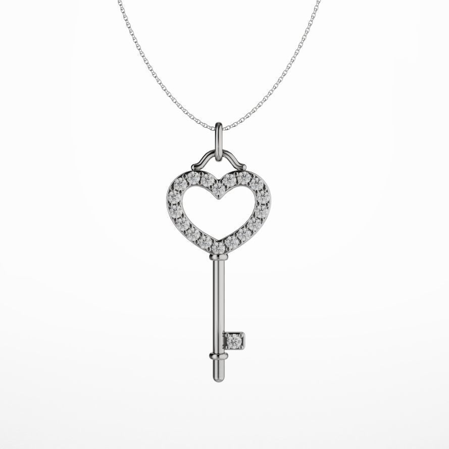 Pendant 2025 001 Heart key 3D print model_1