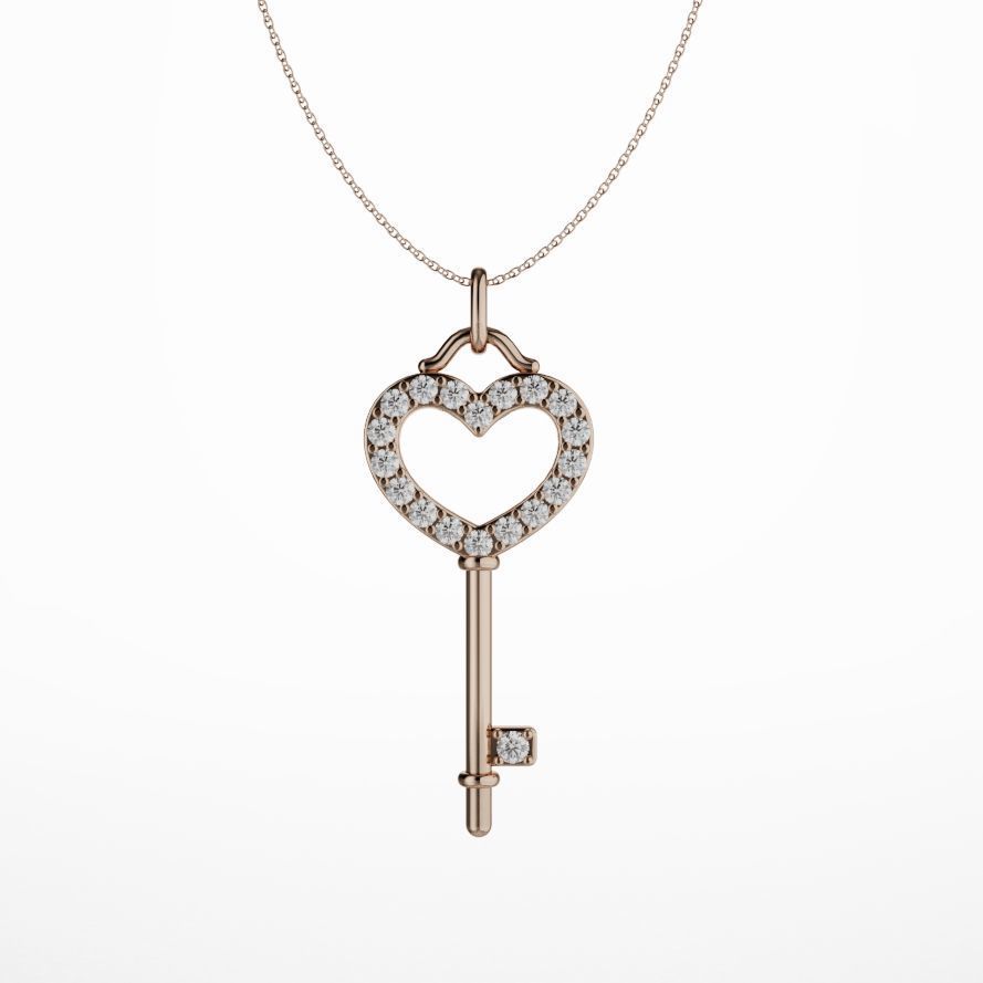 Pendant 2025 001 Heart key 3D print model_2