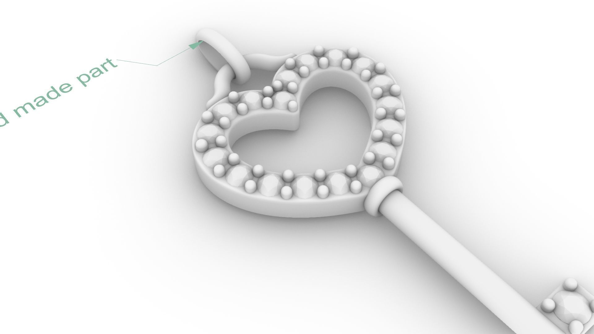 Pendant 2025 001 Heart key 3D print model_5
