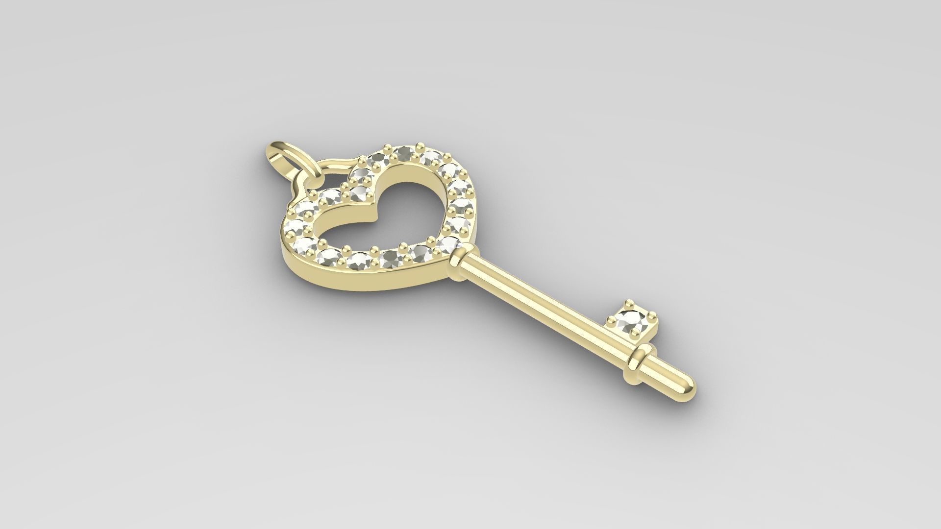 Pendant 2025 001 Heart key 3D print model_6