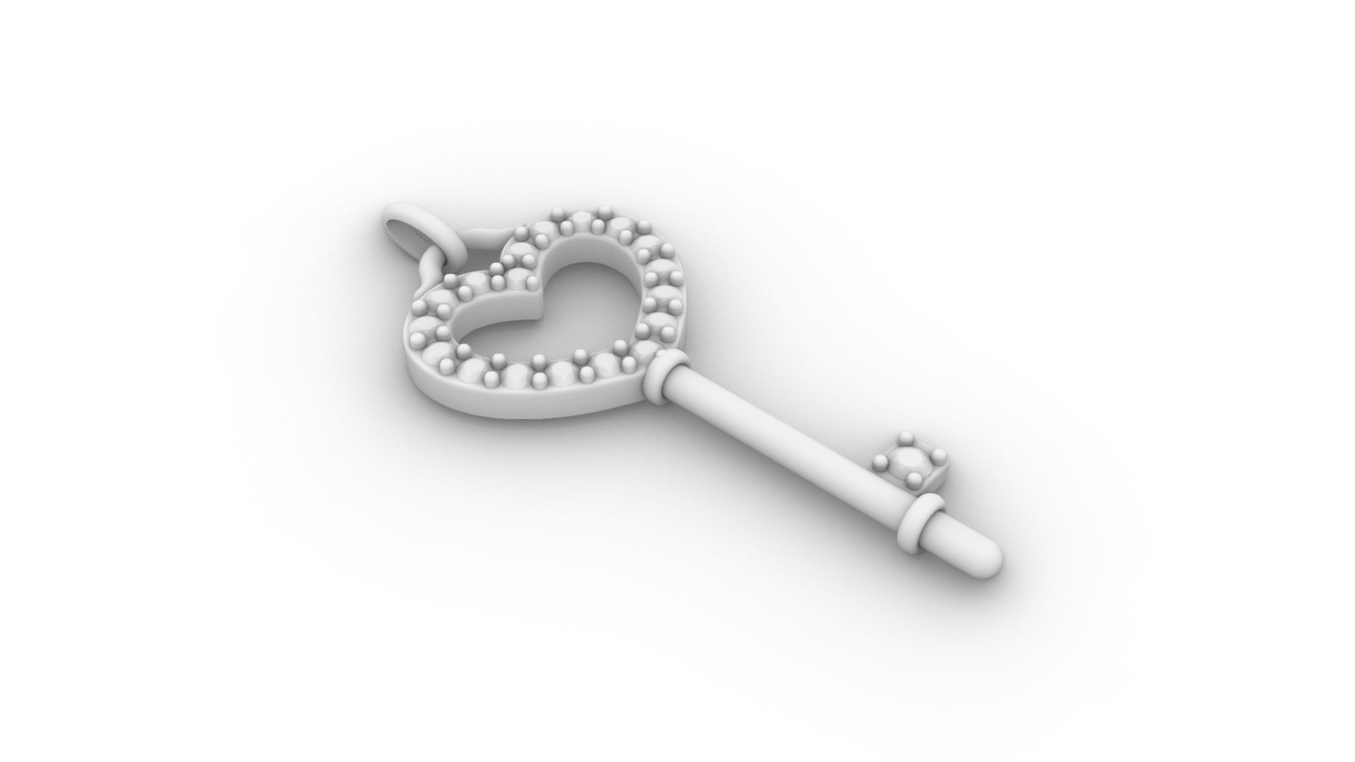 Pendant 2025 001 Heart key 3D print model_4