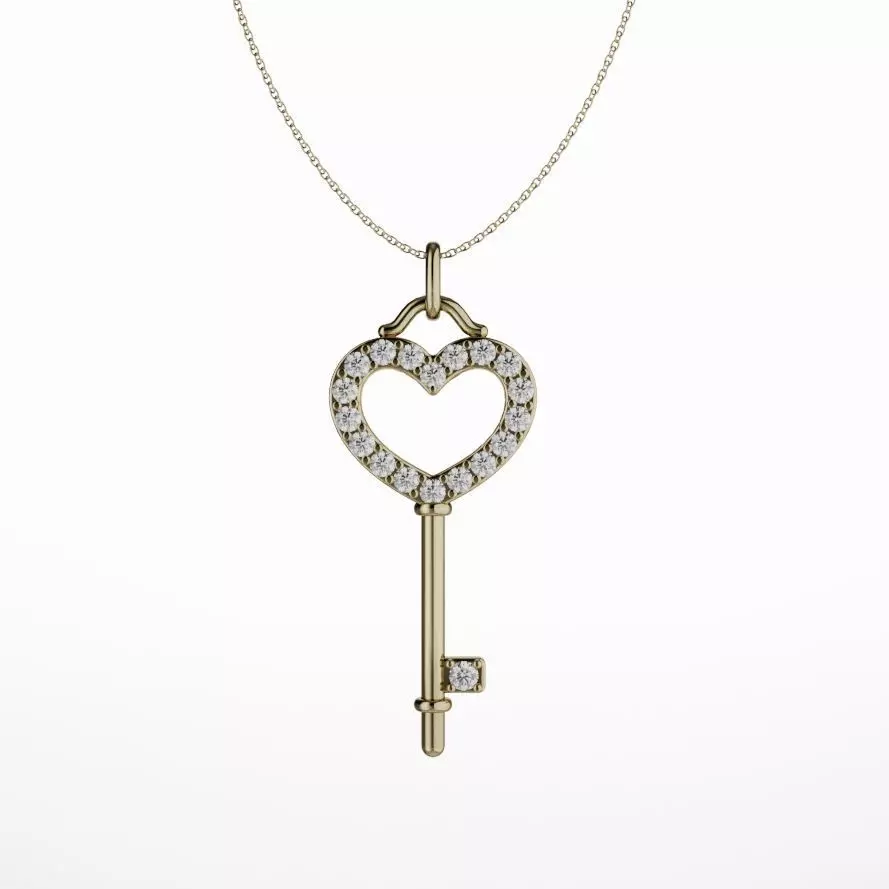 Pendant 2025 001 Heart key 3D print model_0