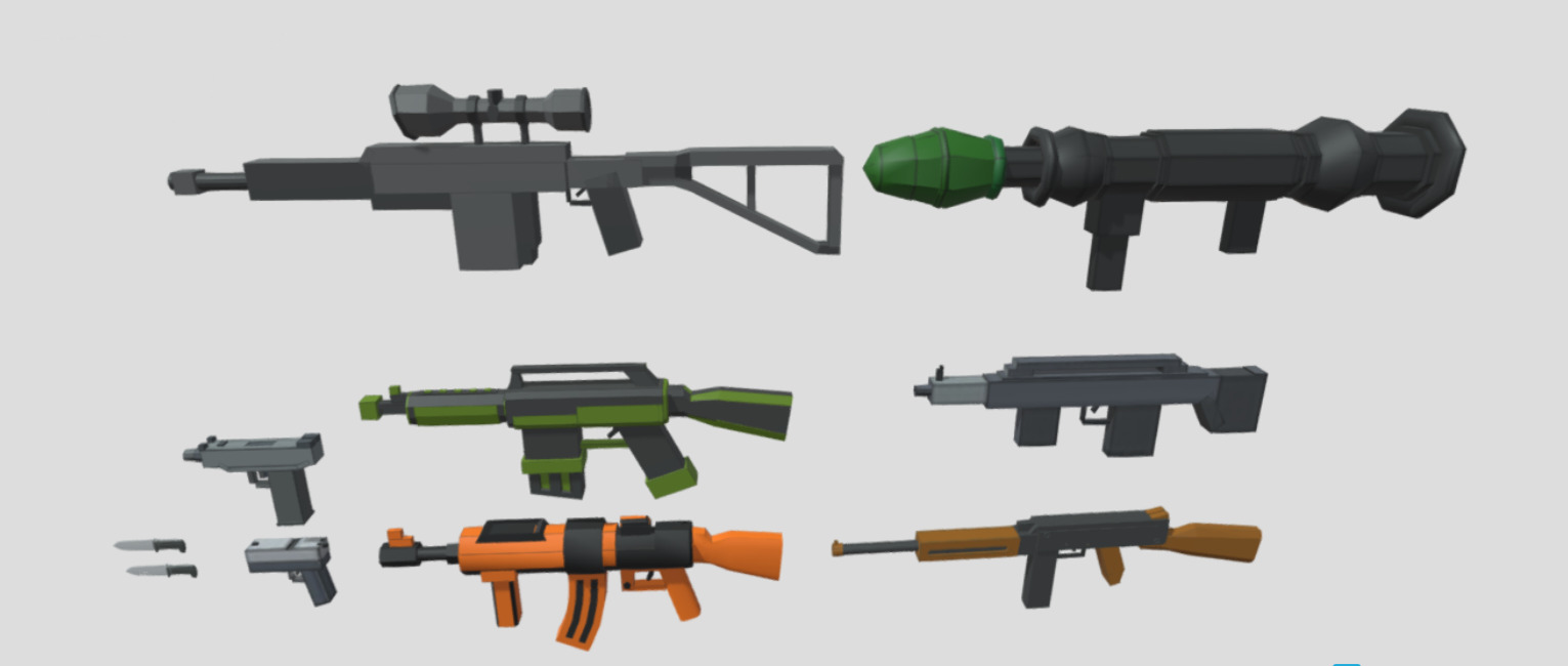 Low poly 3d guns 3d model Low-poly 3D model_15