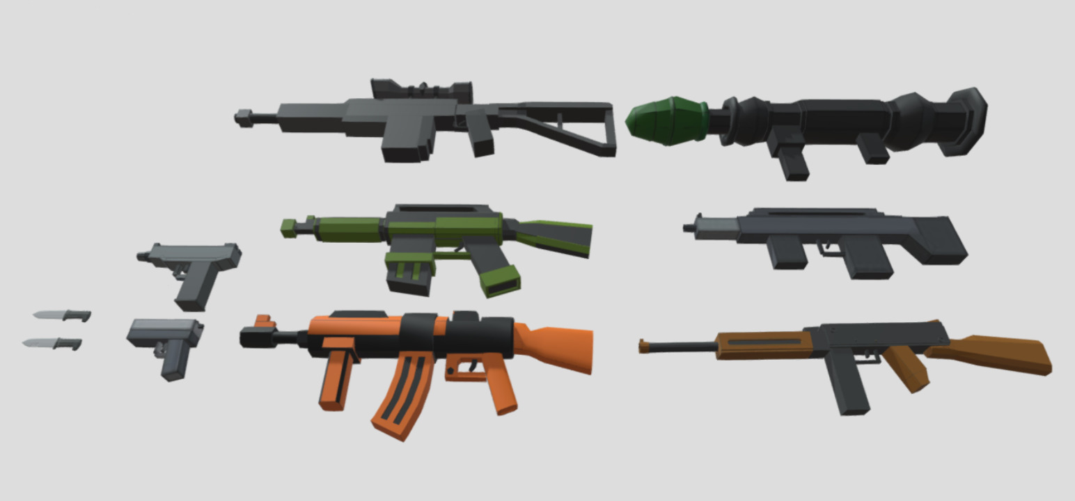 Low poly 3d guns 3d model Low-poly 3D model_14