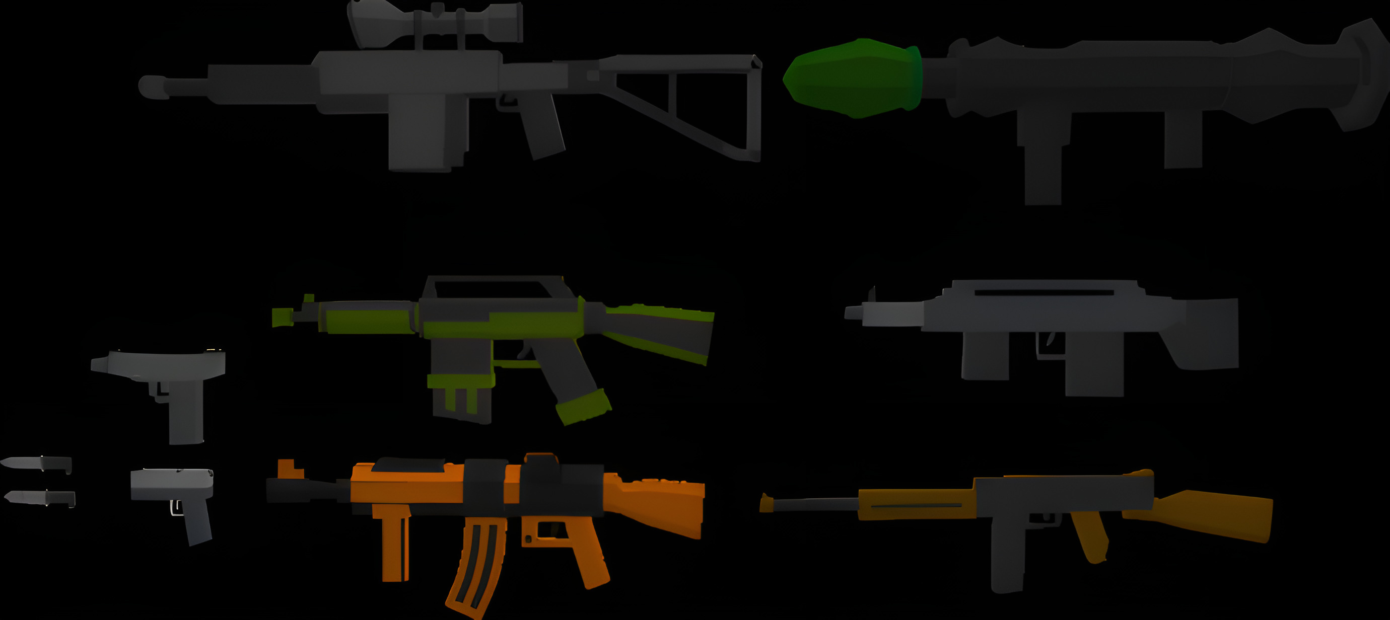 Low poly 3d guns 3d model Low-poly 3D model_9