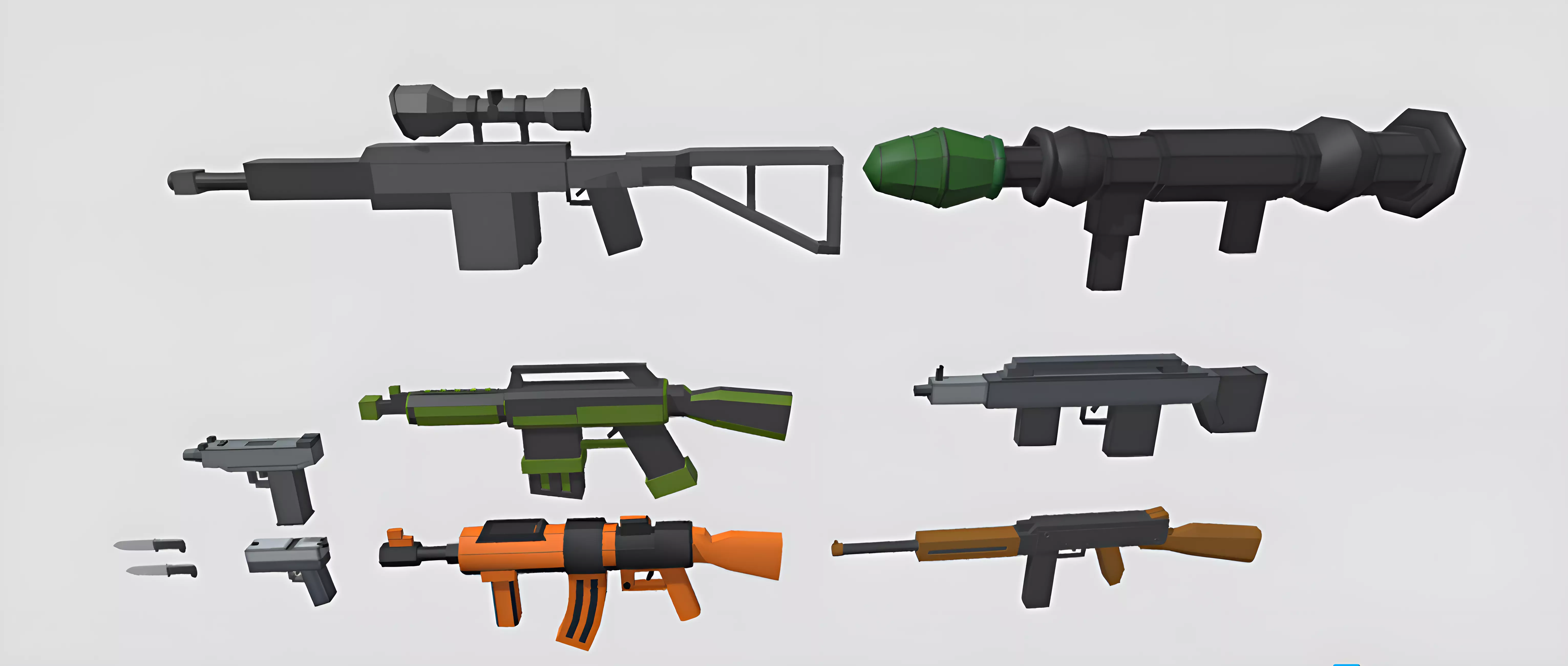 Low poly 3d guns 3d model Low-poly 3D model_0