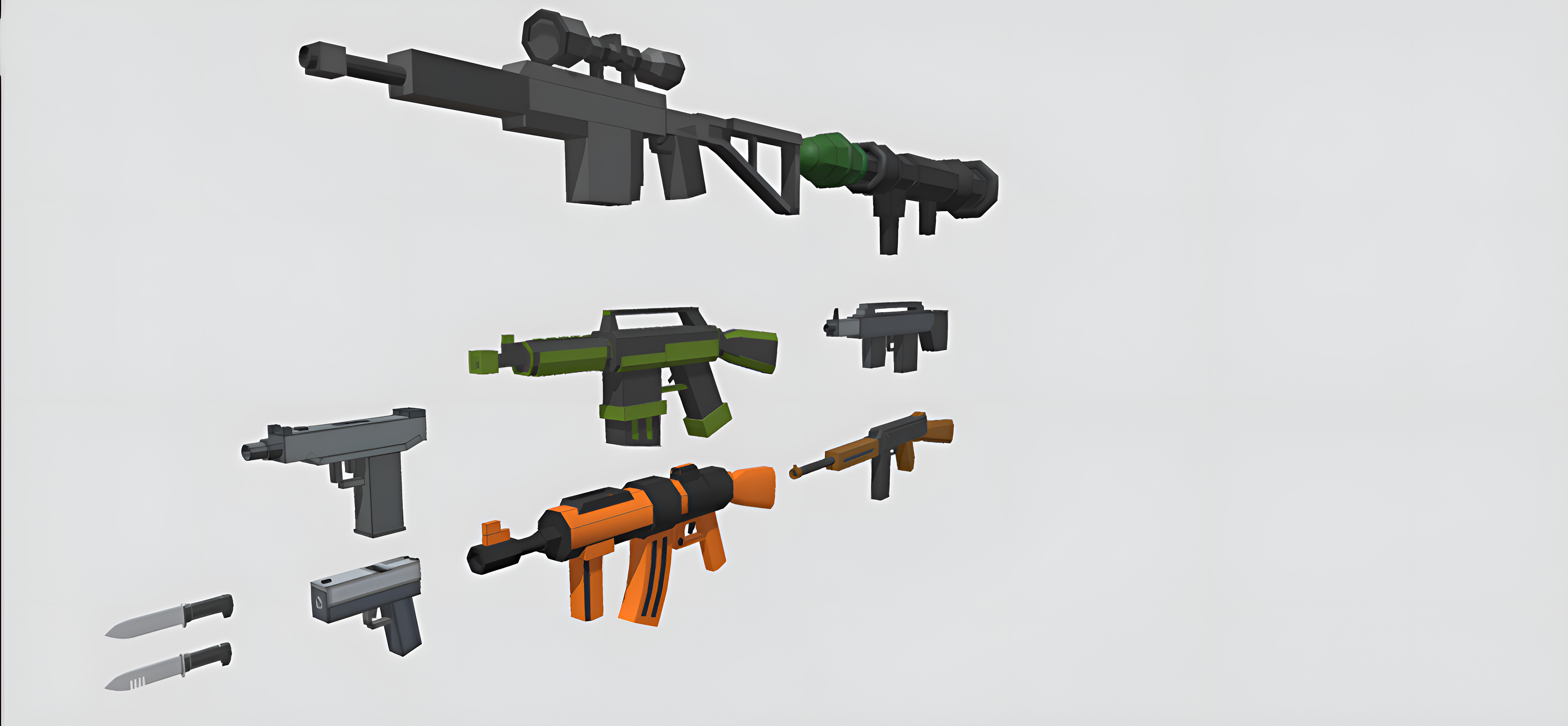 Low poly 3d guns 3d model Low-poly 3D model_6