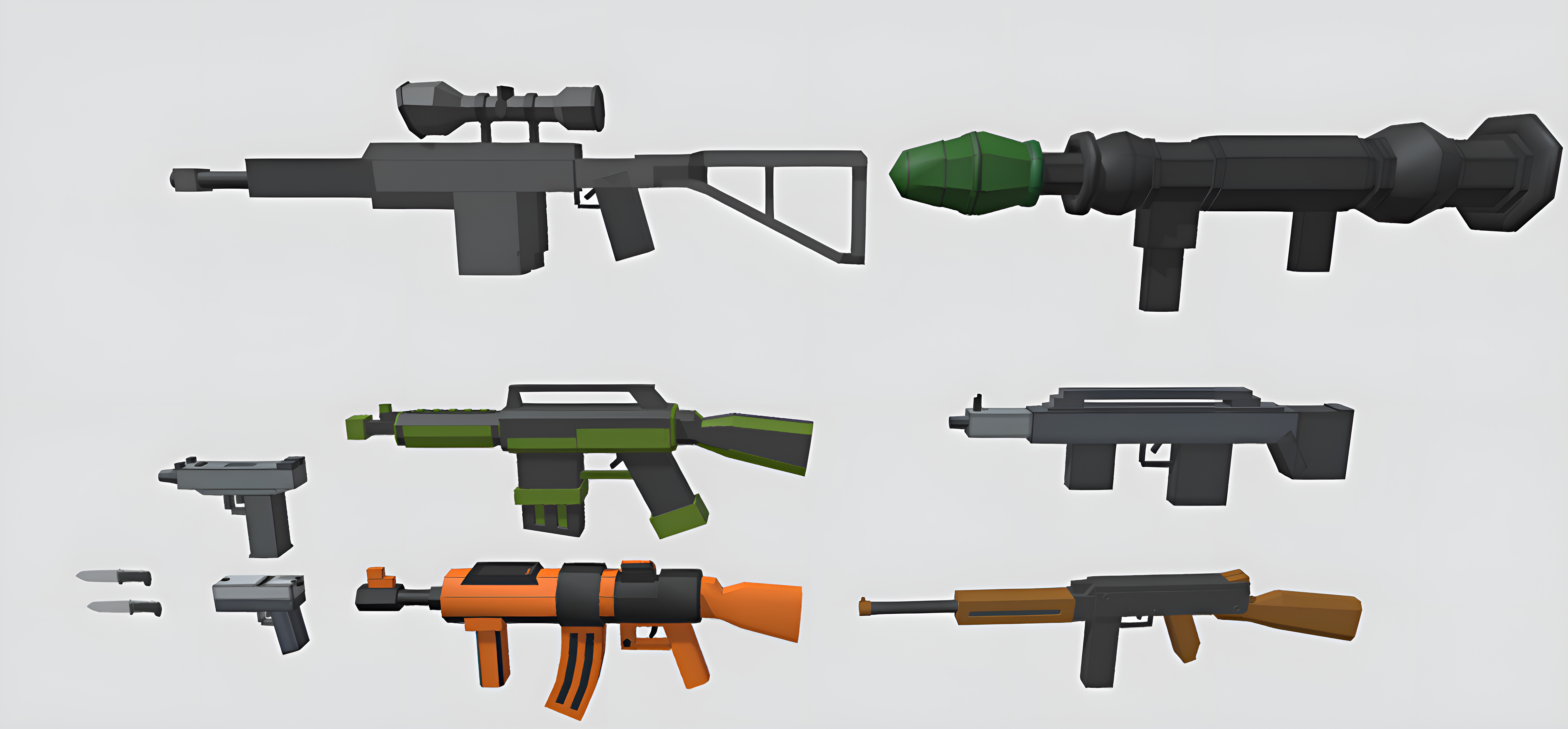 Low poly 3d guns 3d model Low-poly 3D model_5