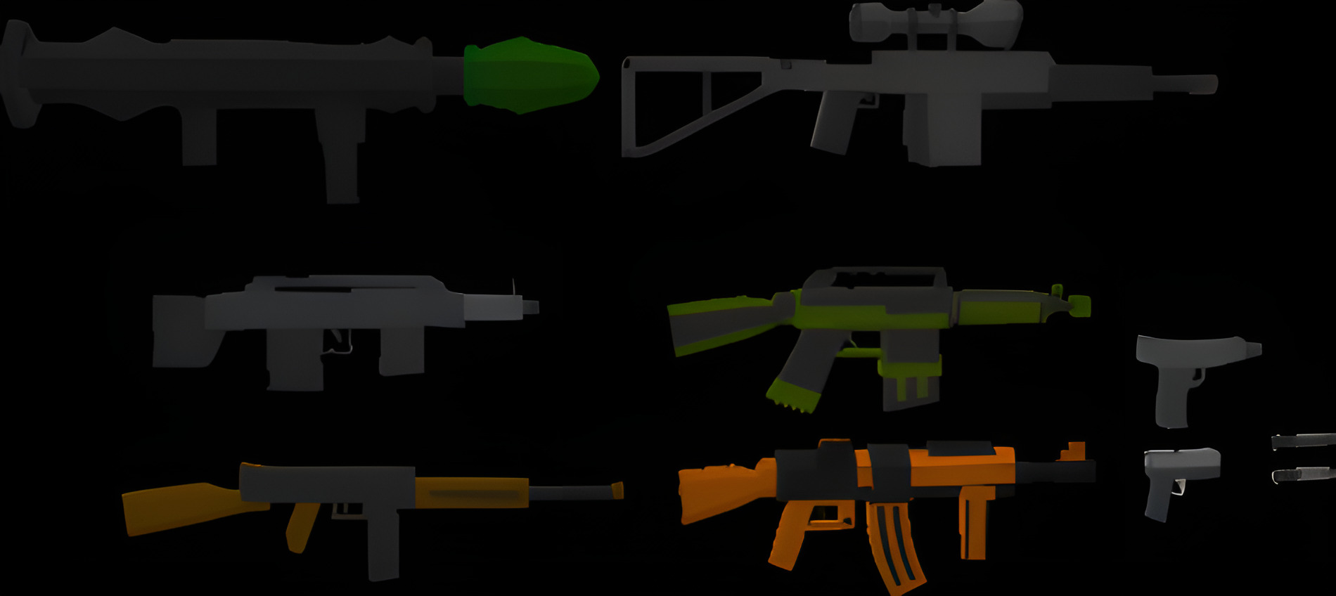 Low poly 3d guns 3d model Low-poly 3D model_7