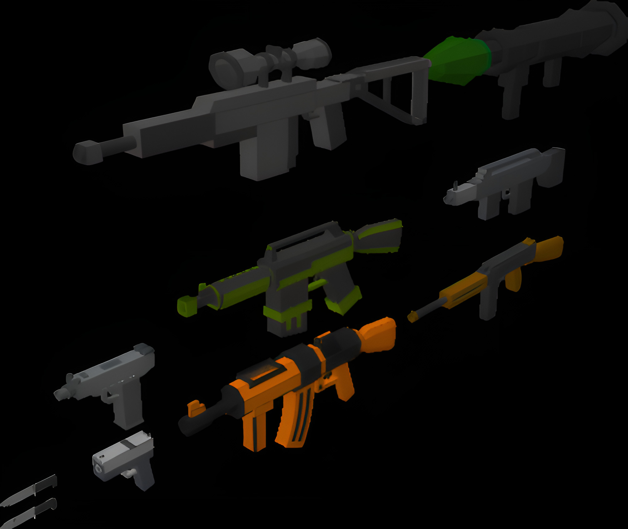 Low poly 3d guns 3d model Low-poly 3D model_8