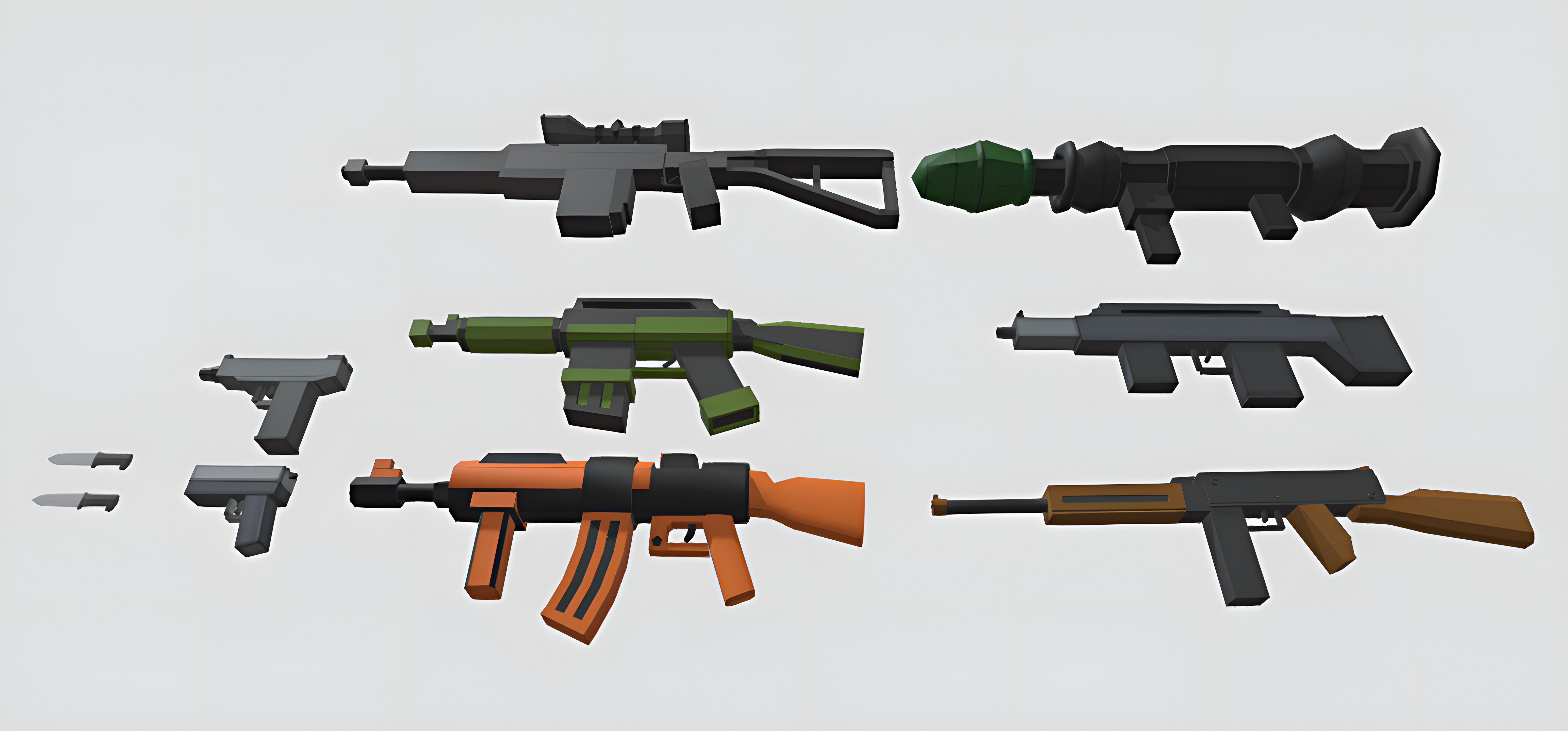 Low poly 3d guns 3d model Low-poly 3D model_3