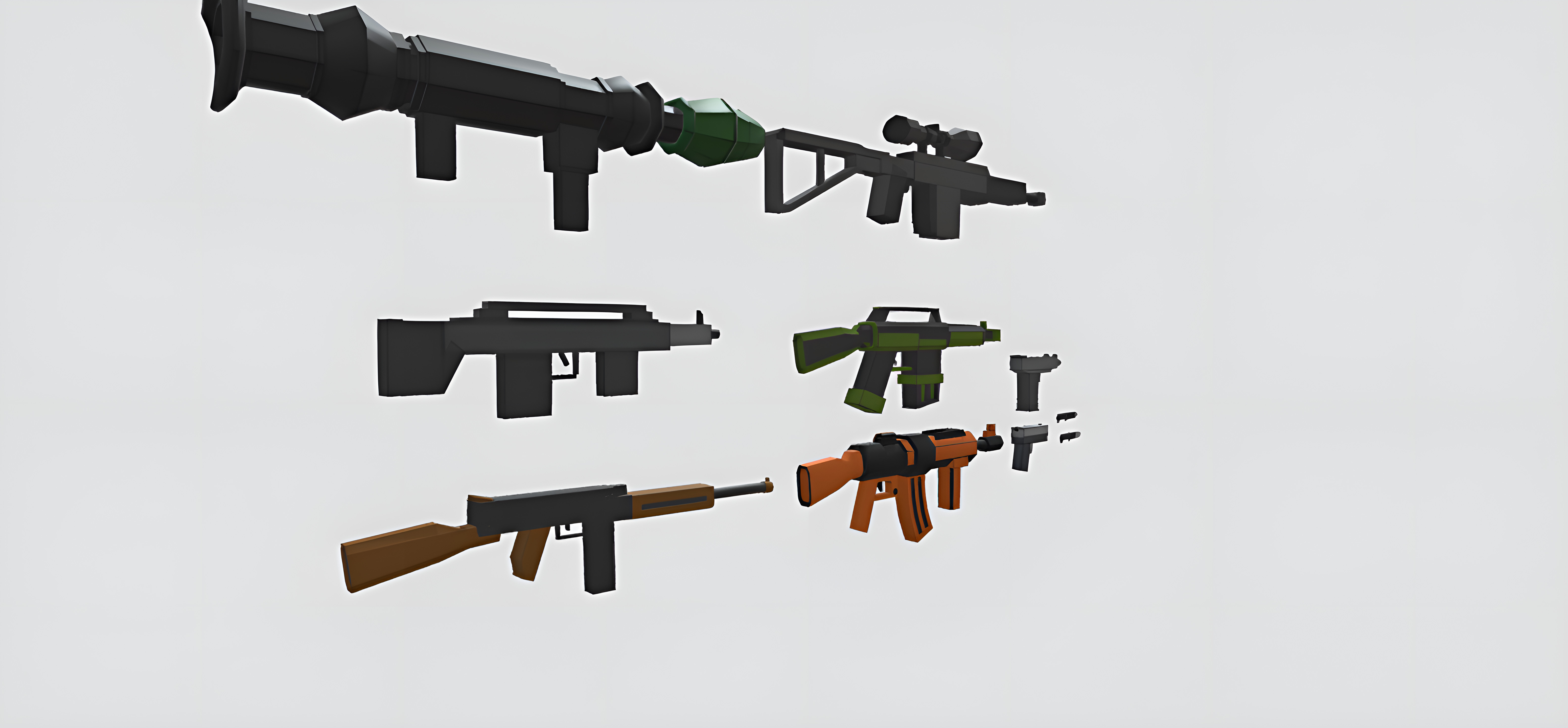 Low poly 3d guns 3d model Low-poly 3D model_2