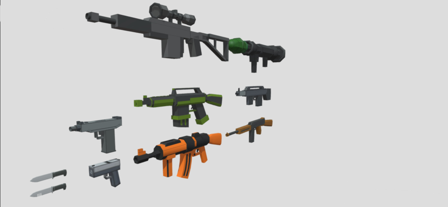 Low poly 3d guns 3d model Low-poly 3D model_12
