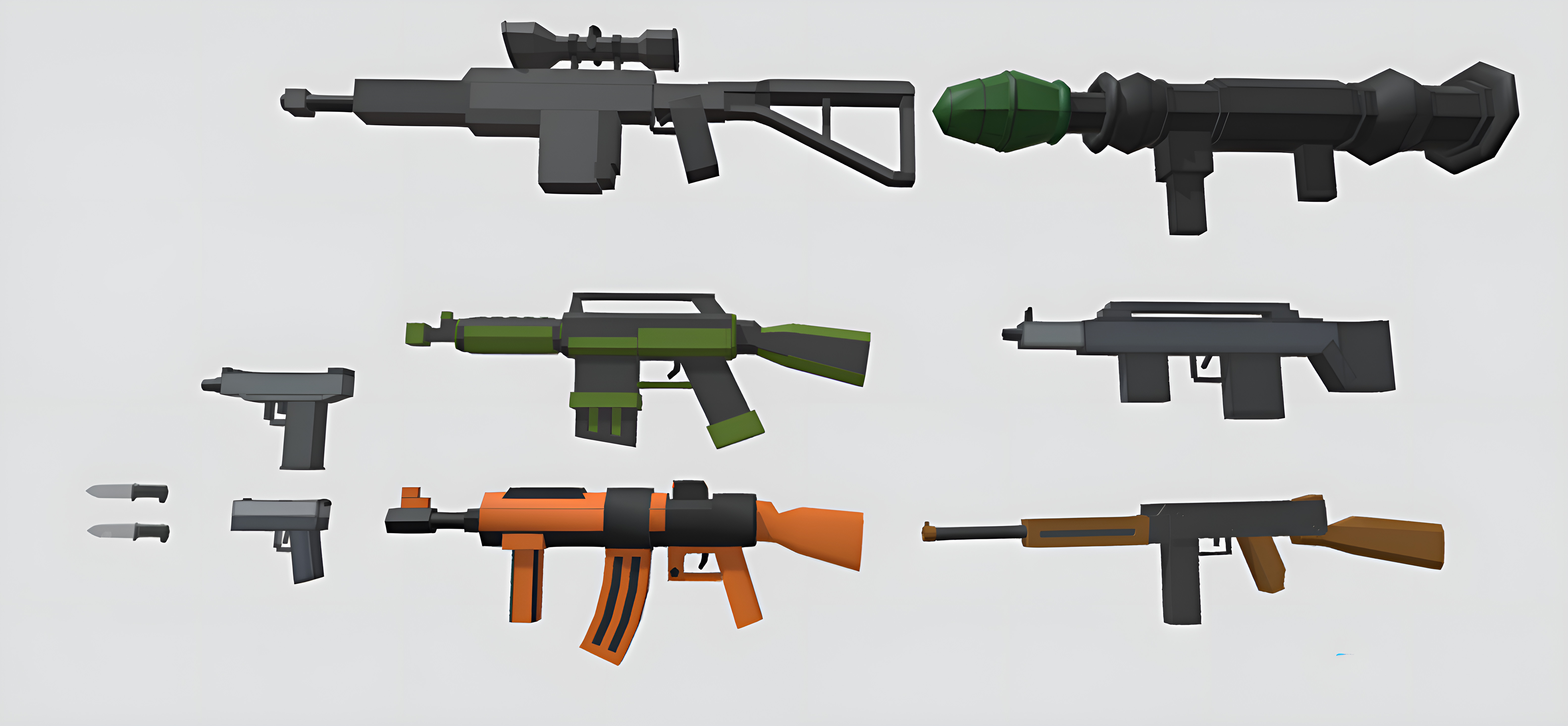 Low poly 3d guns 3d model Low-poly 3D model_1
