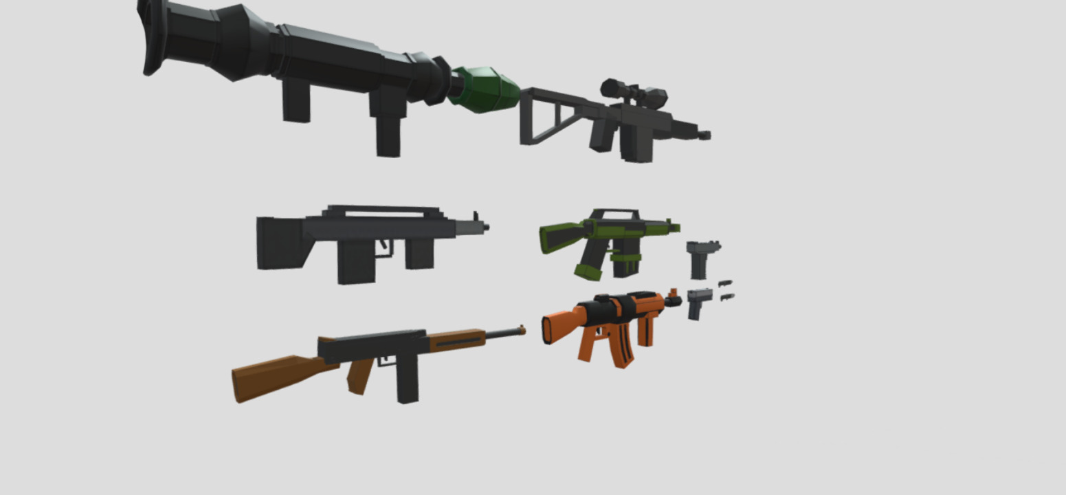 Low poly 3d guns 3d model Low-poly 3D model_17