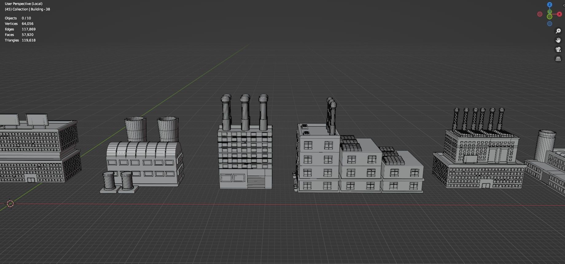 Low Poly Industrial Building Pack Of 50 -Game Ready -Untextured Low-poly 3D model_30